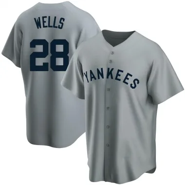 Gray Replica Austin Wells Men's New York Road Cooperstown Collection Jersey